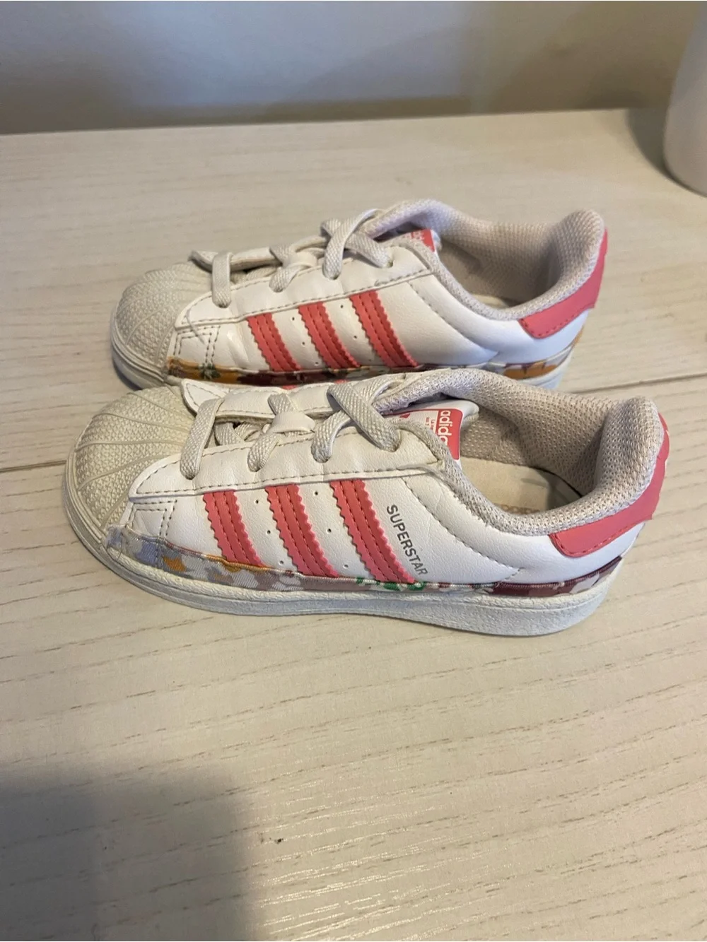 adidas Kids White and Pink Three-Stripe Sneakers - Picture 6 of 6
